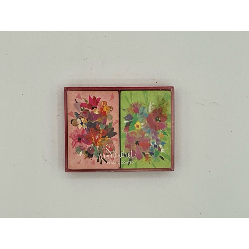 Vintage 1960'S double pack Stardust floral art playing cards and case